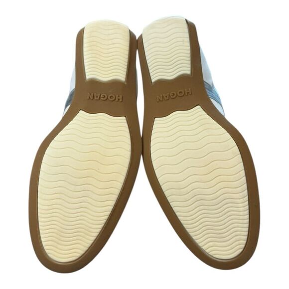 NEW HOGAN Women's Italy Side Web Pull On Canvas Leather White Sneakers 39  9 - Picture 6 of 8